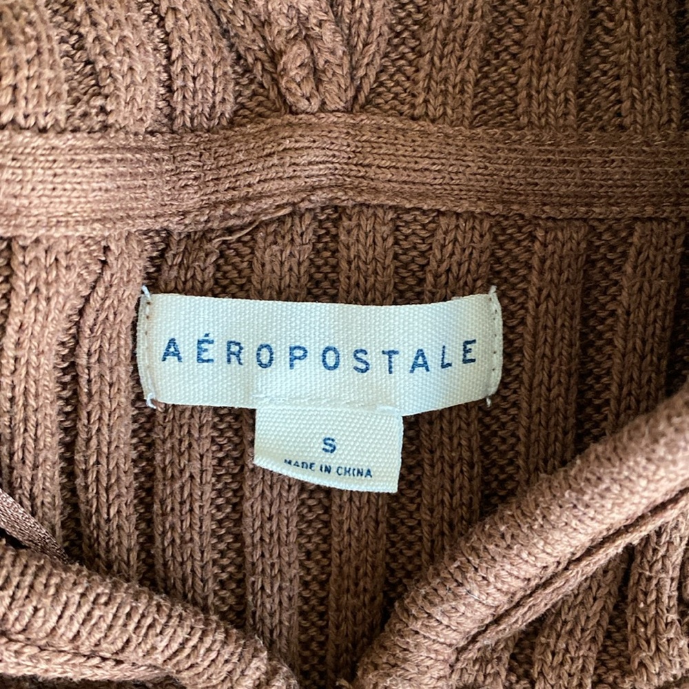 Aeropostale Brown full zipper ribbed hoodie - Picture 2 of 7